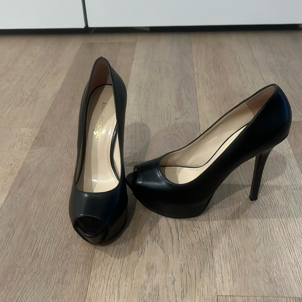 Enzo Angiolini black peep toe high heels